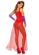 Jessica Rabbit, costume dress, glitter, high slit, sheer inlay